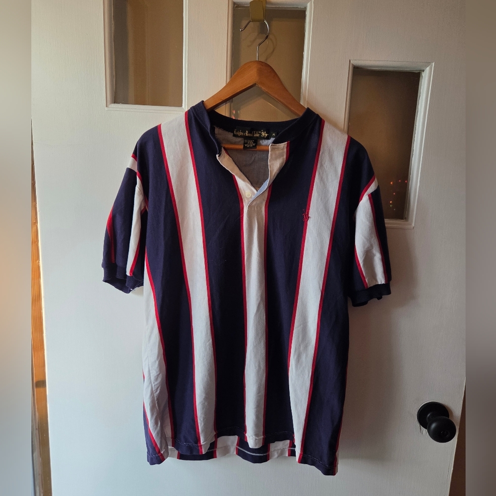Navy and Red Striped Polo Shirt